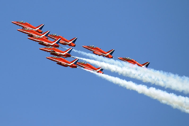 British aero space hawk multi role fighter aircraft, red arrow team
