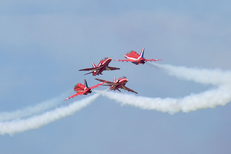 British aero space hawk multi role fighter aircraft, red arrow team